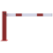 Compact hand barrier | with fixed support post | clear width: 1500 mm | for padlock | hot-dip galvanized and coated red / white